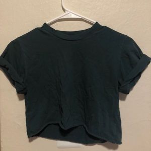 American Apparel navy green crop top